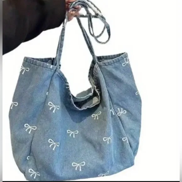 Stylish Blue Denim Tote Bag - Picture 3 of 5